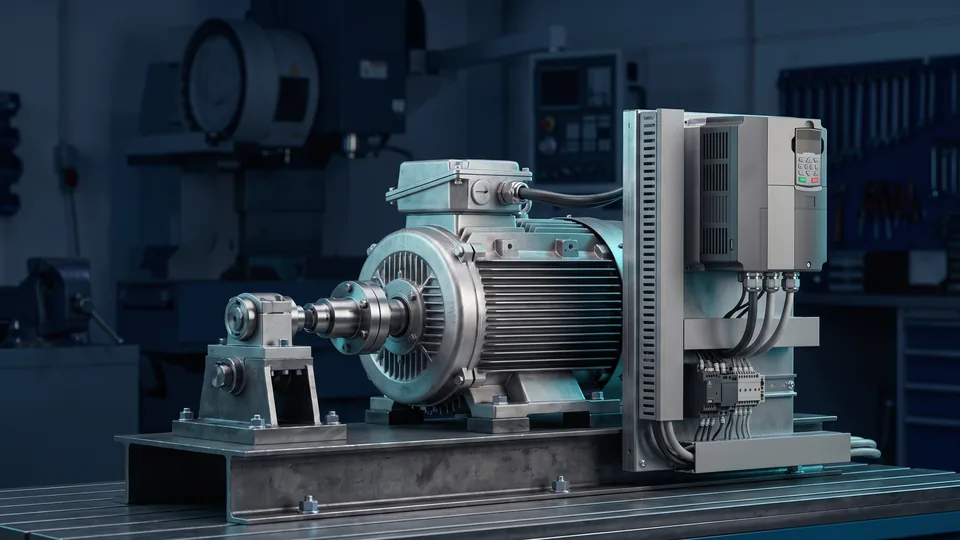 AI visualization: Industrial motors, drives and electrical integration.